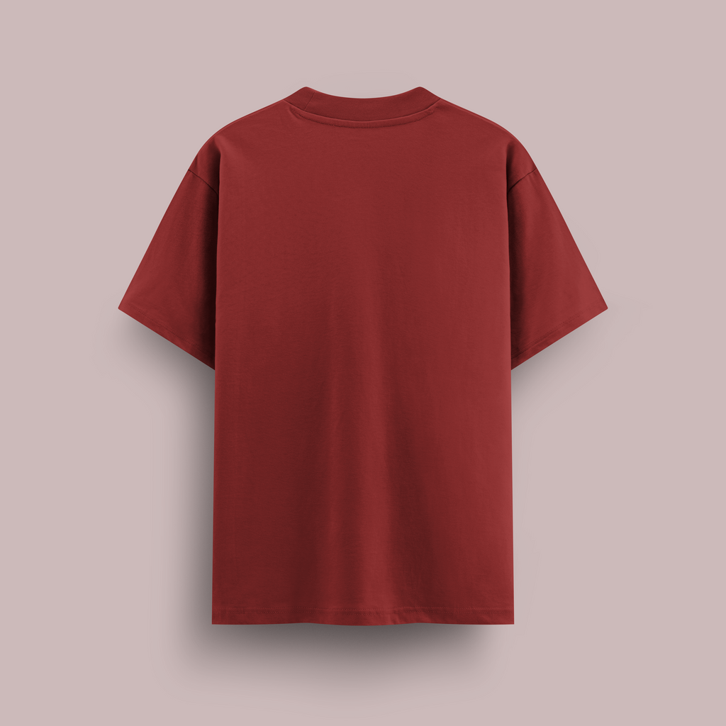 Red oversize t-shirt on a beige background